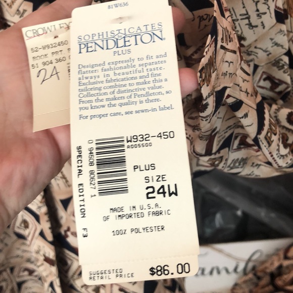 Vintage sophisticates by Pendleton plus 24w nwt - Picture 3 of 4